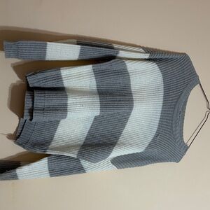 Ardene Gray and White Striped Sweater